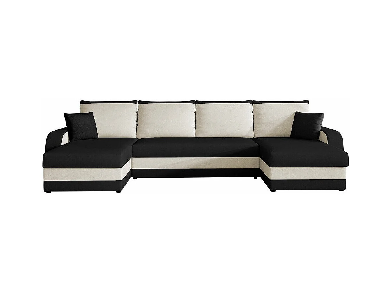 Sofá rinconero Comfivo 233, Negro, Función de descanso, Almacenaje, 304x140x80cm