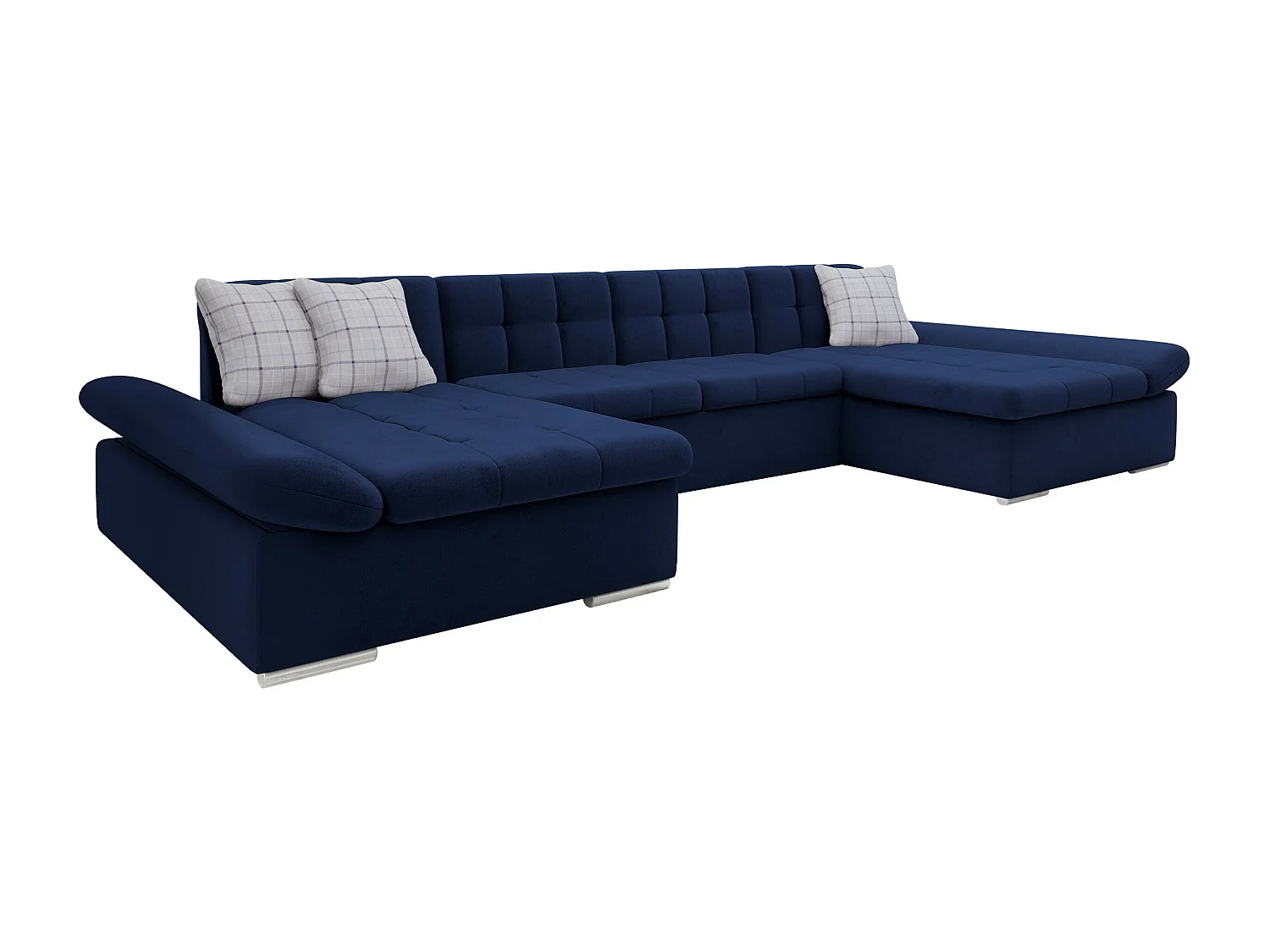 Sofá rinconero Comfivo 155, Azul, Función de descanso, Almacenaje, 360x160x75cm