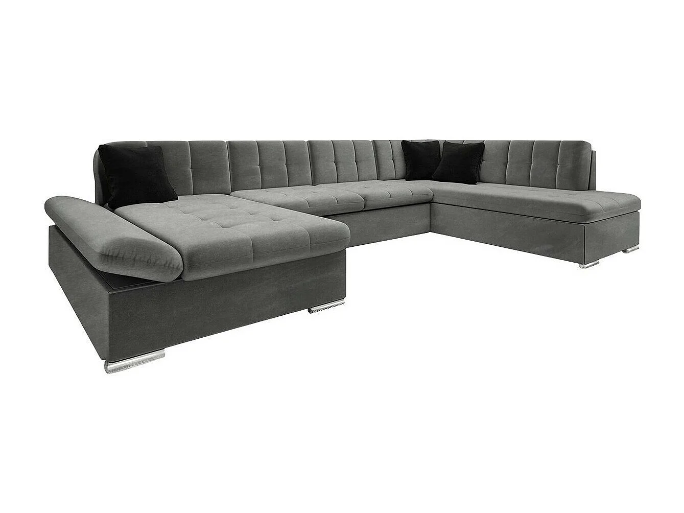 Sofá rinconero Comfivo 150, Gris, Función de descanso, Almacenaje, 345x205x76cm