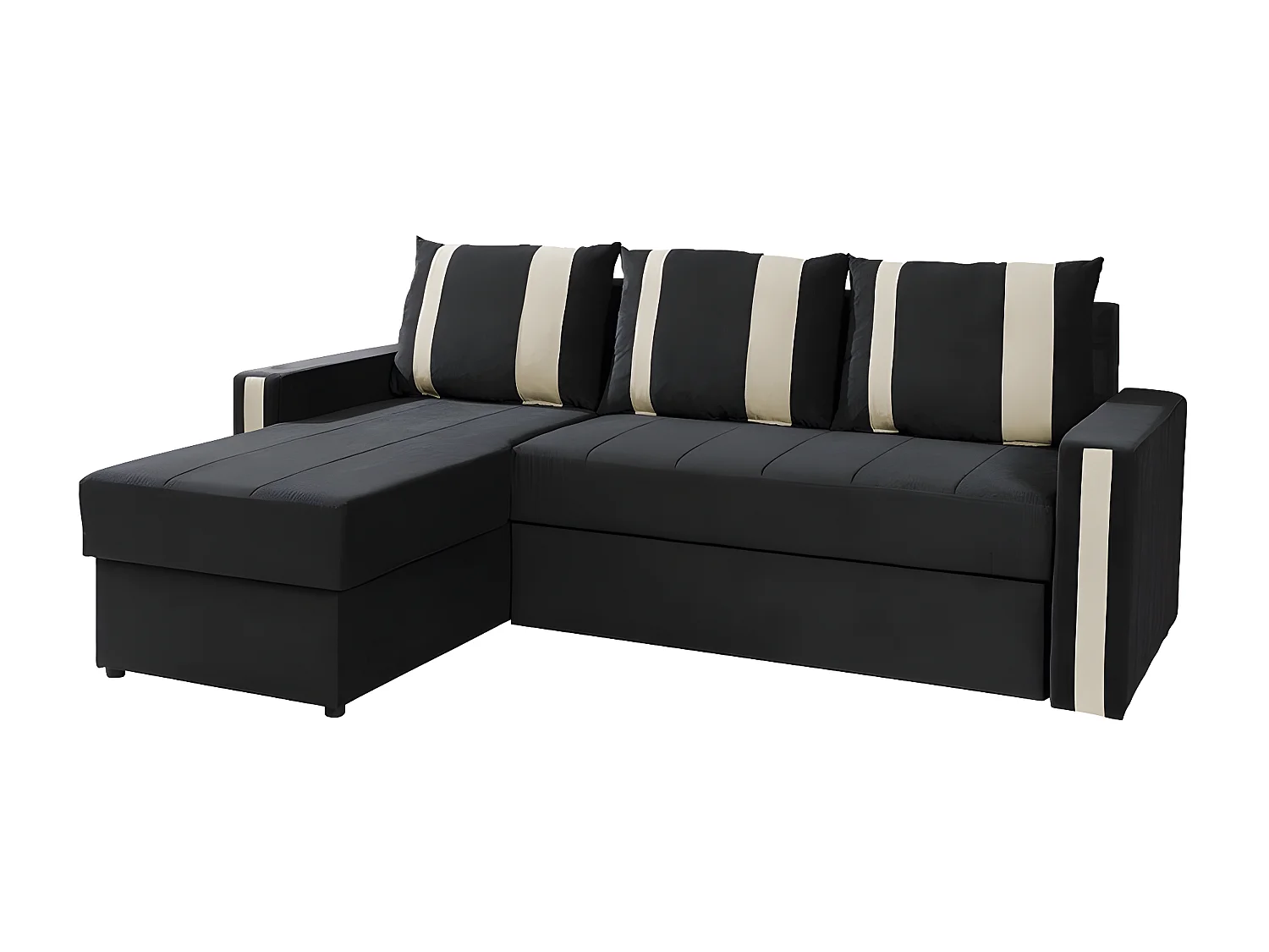 Sofá de canto Providence 111, Preto, Funcionalidade de dormir