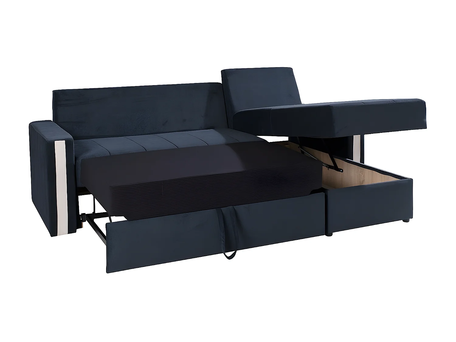 Sofá de canto Providence 111, Preto, Funcionalidade de dormir
