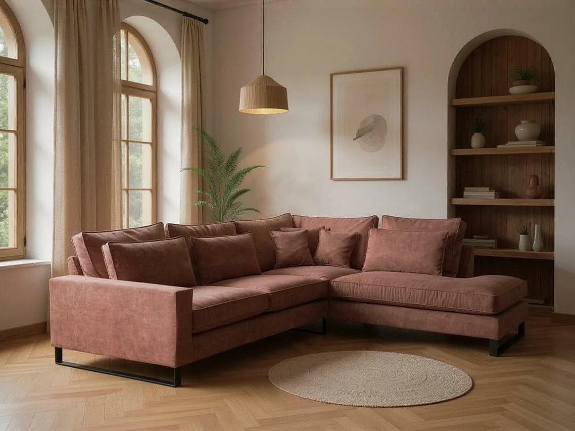 Sofá rinconero Kingsport 111, Rosa, 314x224x90cm