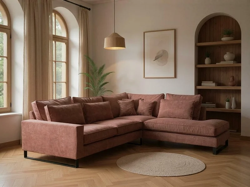 Sofá rinconero Kingsport 111, Rosa, 314x224x90cm