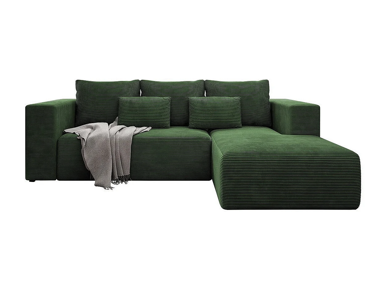 Sofá rinconero Arvada 116, Verde, Función de descanso, Almacenaje, 255x161x91cm