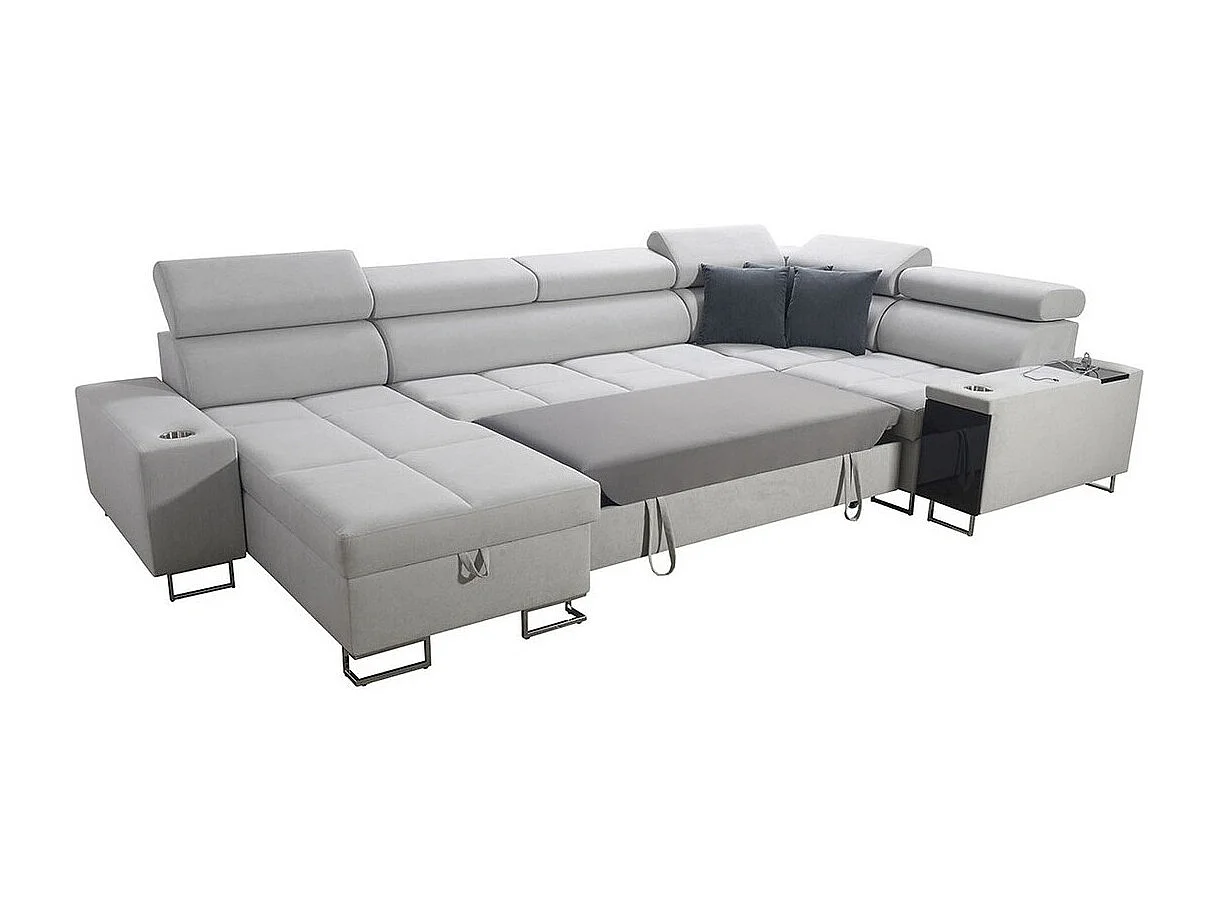 Canapé d'angle Pearland 111, Rose, Fonction de couchage, Boîte de literie, 340x207x84cm