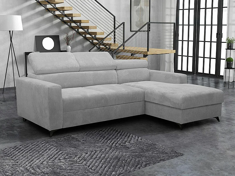 Sofá de canto Columbus 191, Cinzento, Funcionalidade de dormir