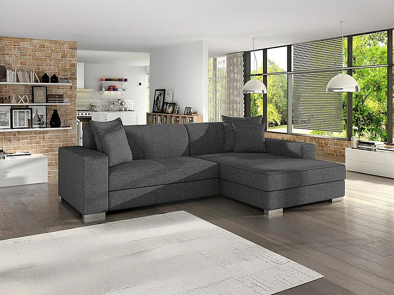 Canapé d'angle Kingsport 106, Gris, Disponible, 262x178x75cm