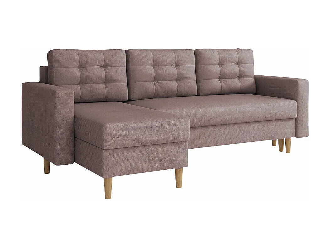 Sofá rinconero Columbus 108, Rosa, Función de descanso, Almacenaje, 220x135x88cm