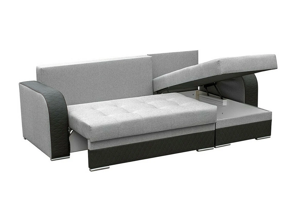 Sofá rinconero Boulder 101, Gris, Función de descanso, Almacenaje, 238x140x88cm