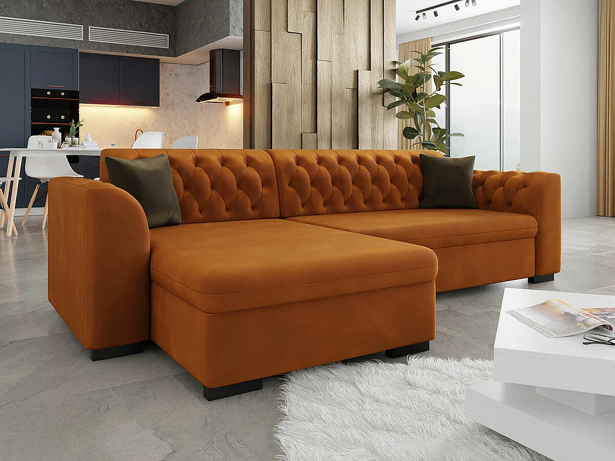 Selsey Divano Angolare OVO Con Letto E Contenitore - Forma L Sinistra, Grigio Velluto, Facile Da Pulire, 260x165 Cm - copertina