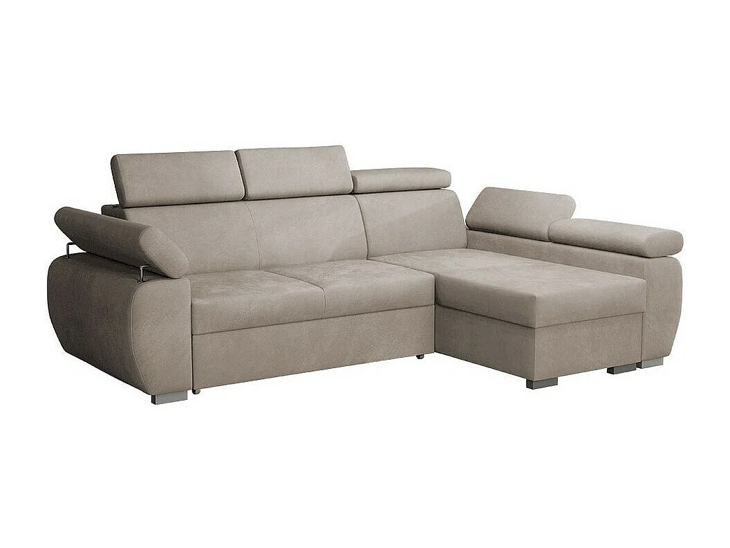 Sofá rinconero Columbus 132, De color marrón claro, Función de descanso, Almacenaje, 85cm