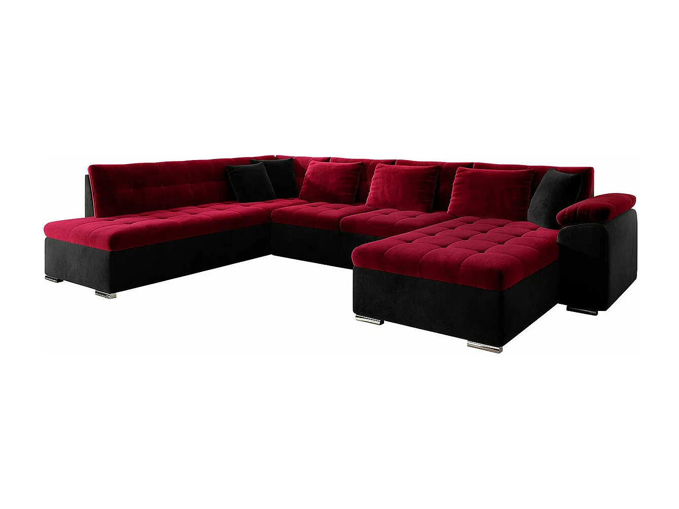 Canapé d'angle Comfivo 128, Rouge, Disponible, 348x205x76cm