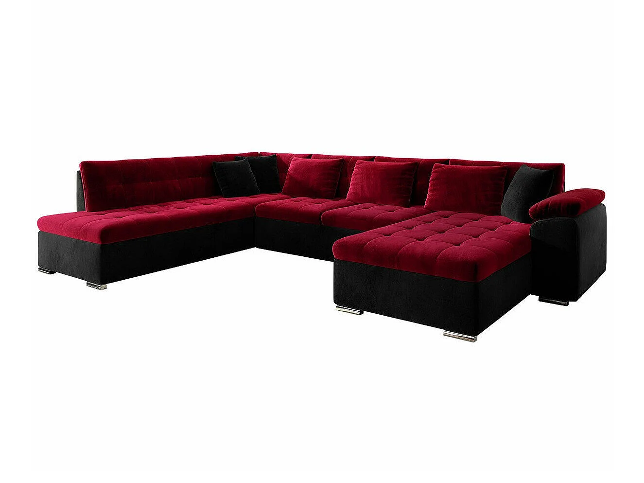Sofá rinconero Comfivo Gemma II, Rojo, Función de descanso, Almacenaje