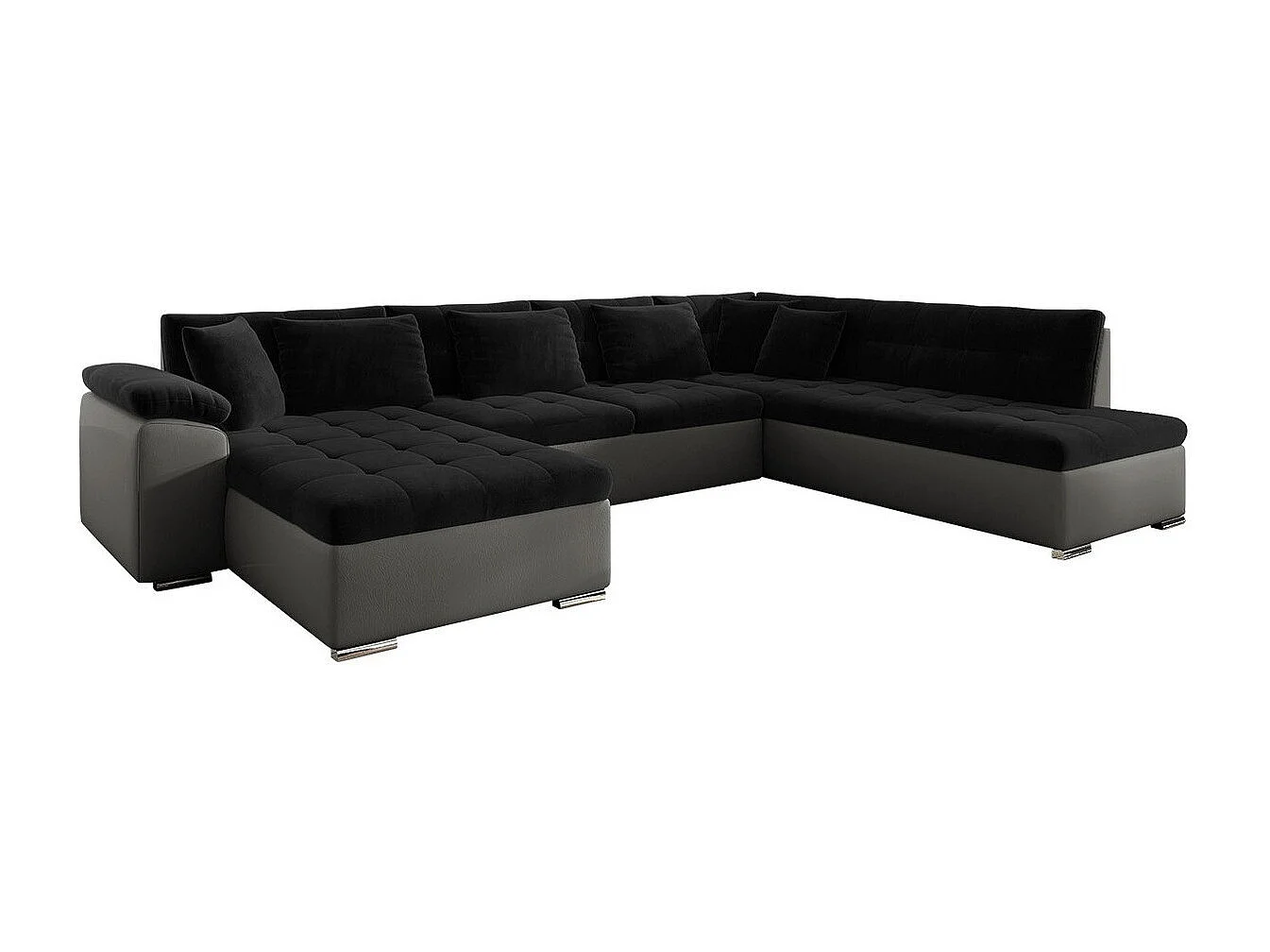 Sofá rinconero Comfivo 128, Negro, Función de descanso, 348x205x76cm