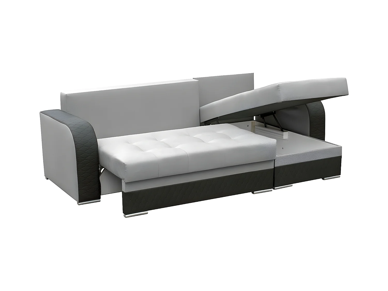 Canapé d'angle Boulder 101, Brun clair, Fonction de couchage, Boîte de literie, 238x140cm