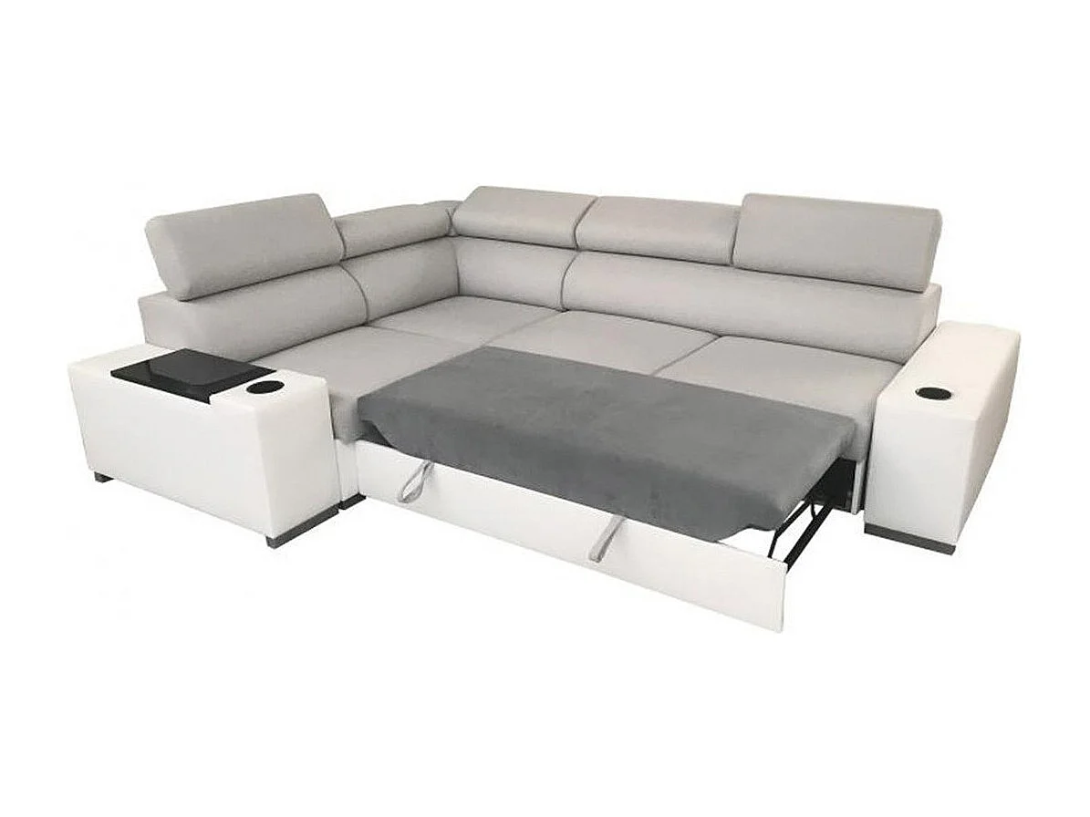 Divano angolare Pearland 104, Grigio, Con, 282x205x80cm