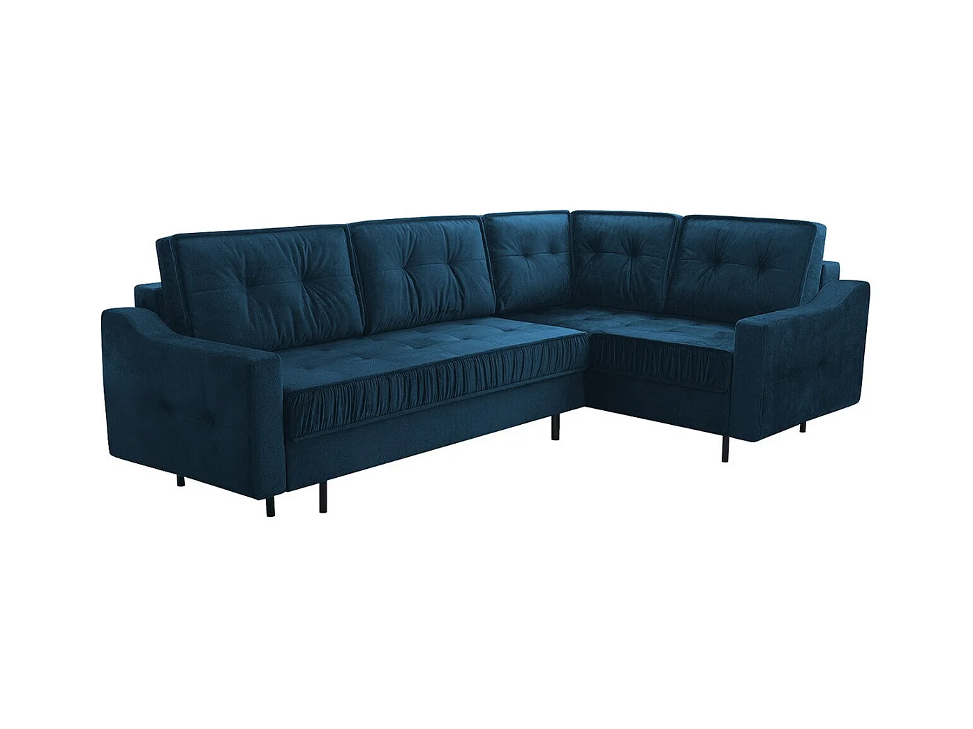 Canapé d'angle Kingsport 115, Bleu, Fonction de couchage, Boîte de literie, 289x185x105cm