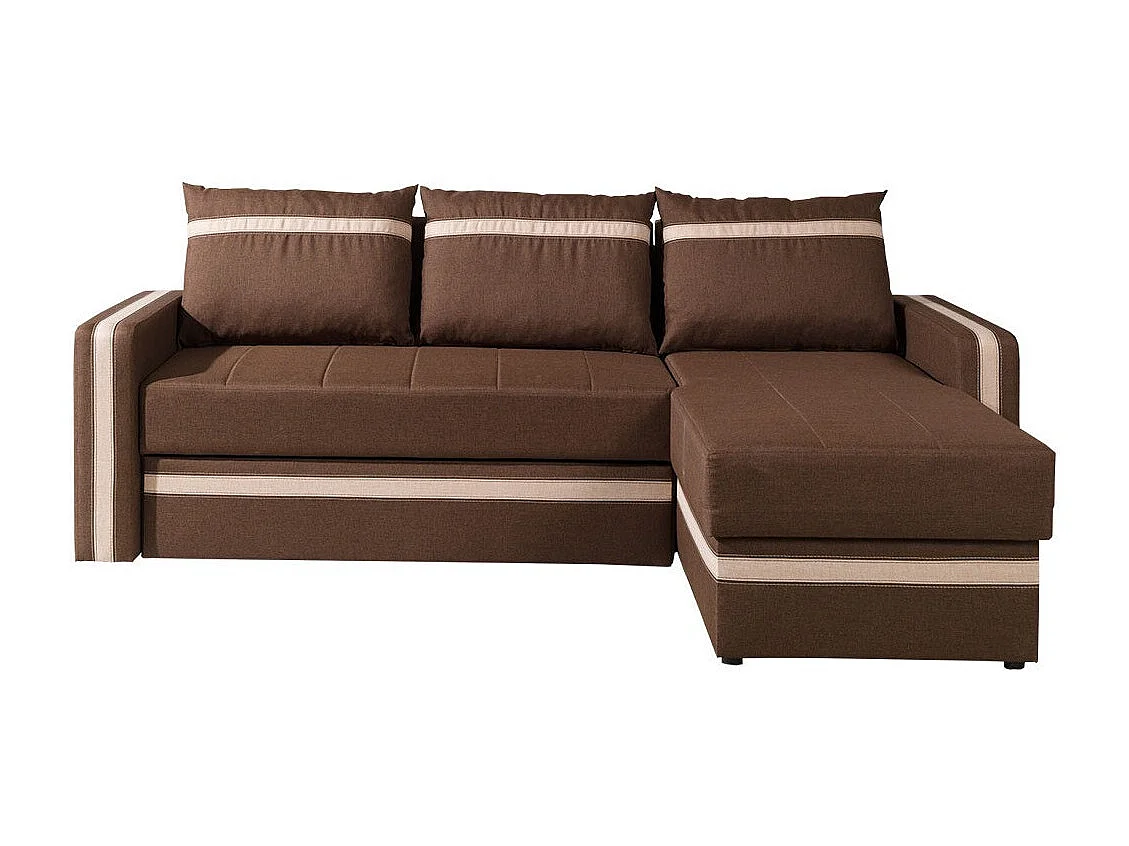 Canapé d'angle Providence 166, Marron, Fonction de couchage, Boîte de literie, 234x156cm