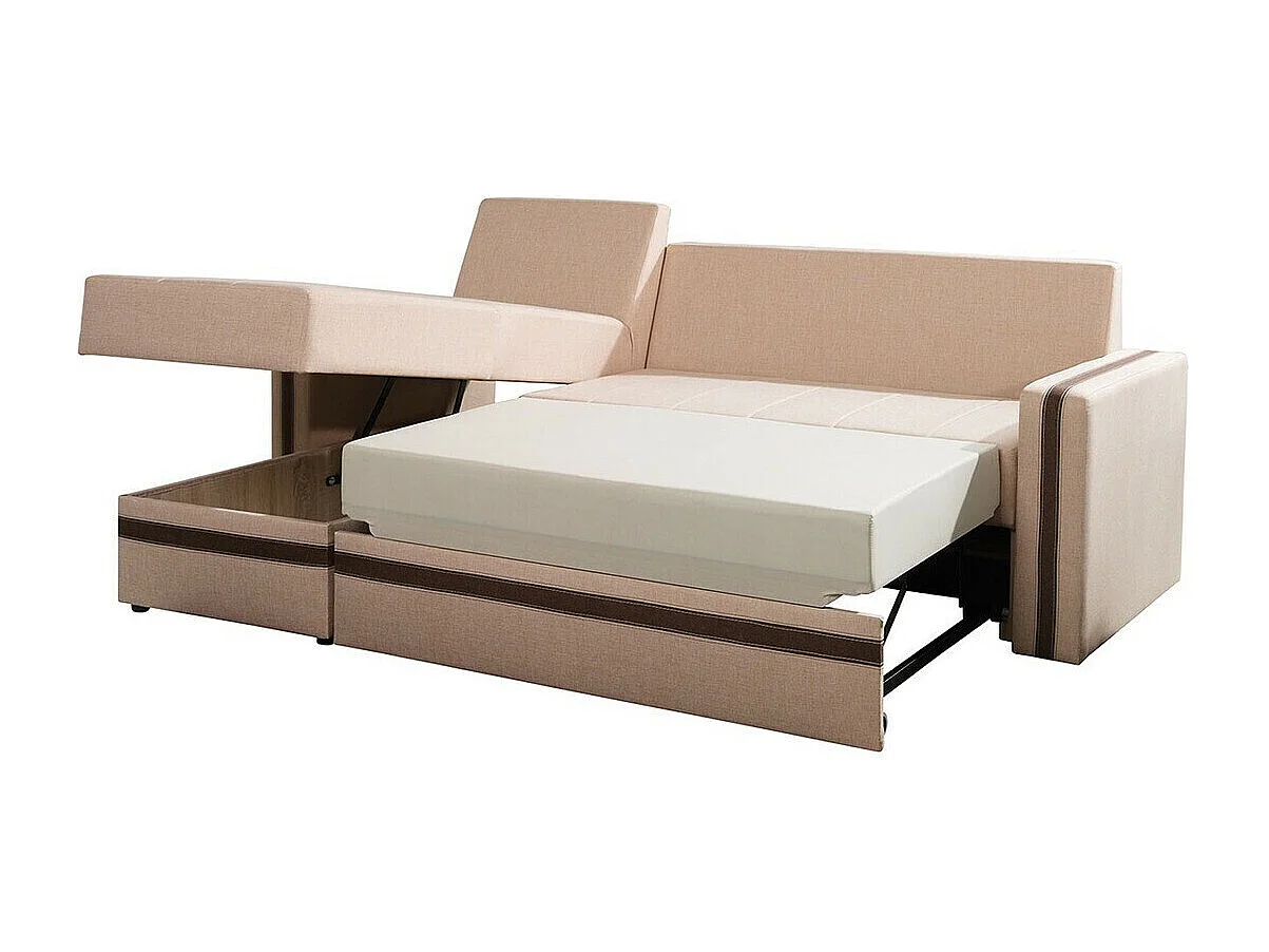 Canapé d'angle Providence 166, Marron, Fonction de couchage, Boîte de literie, 234x156cm