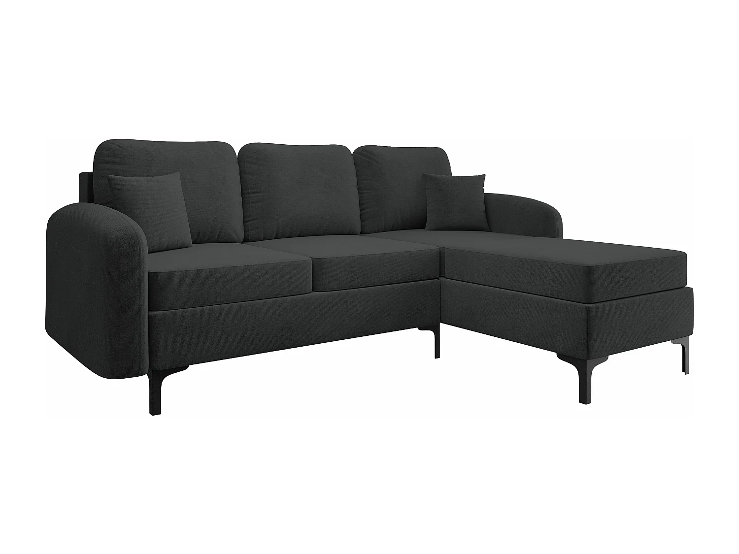 Canapé d'angle Torlua 103, Noir, Fonction de couchage, Boîte de literie, 225x172x96cm