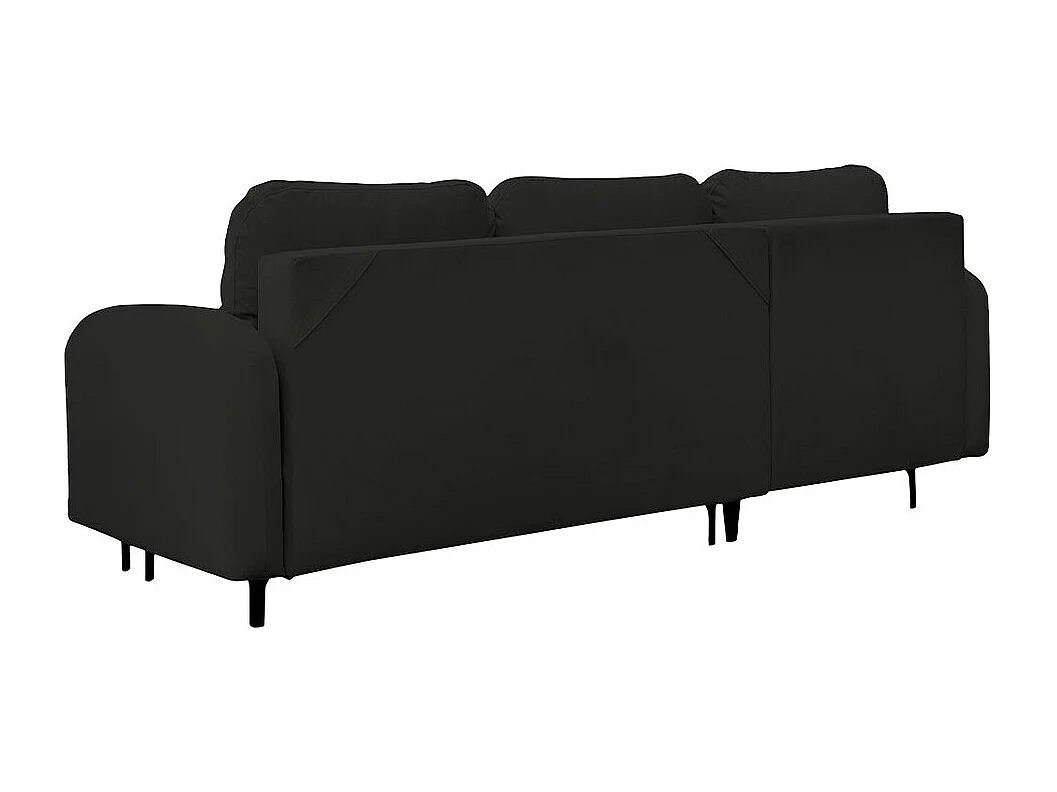 Sofá rinconero Torlua 103, Negro, Función de descanso, Almacenaje, 225x172x96cm