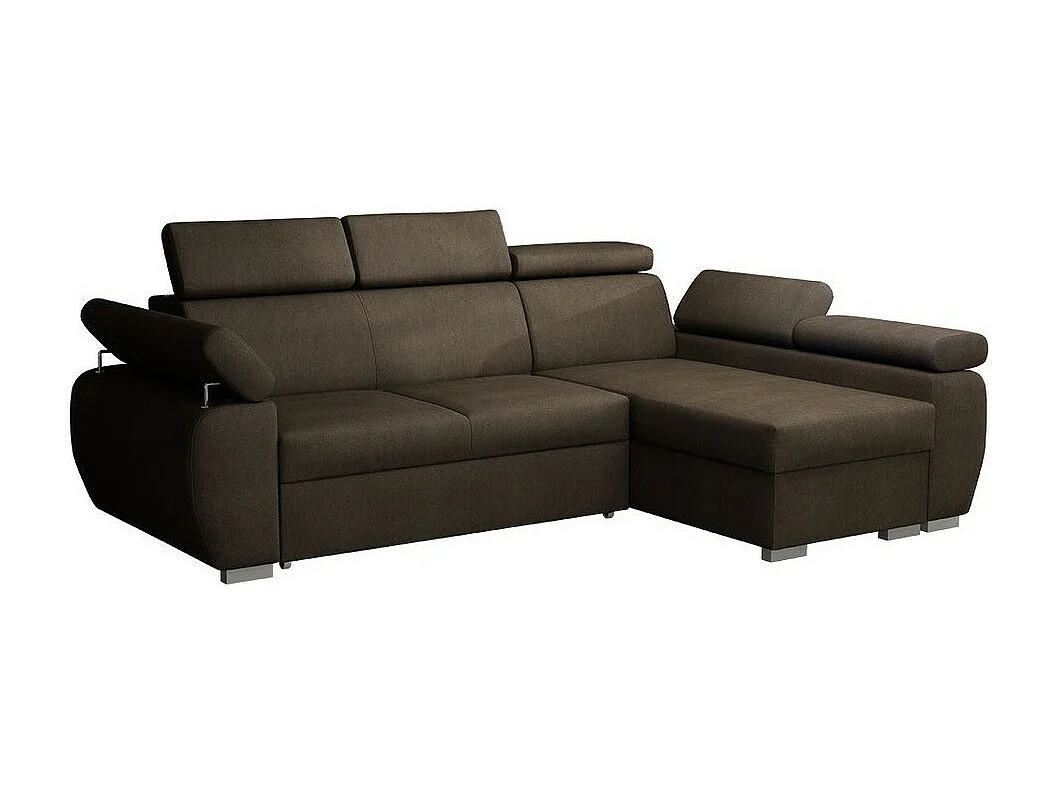 Sofá rinconero Columbus 132, Marrón, Función de descanso, Almacenaje, 255x170x85cm