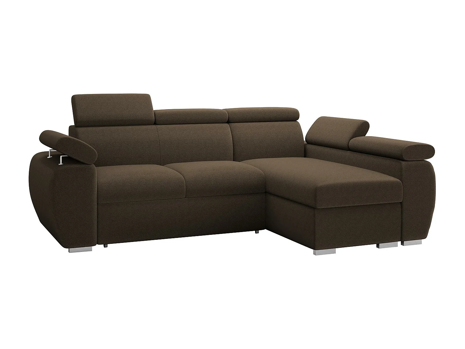 Sofá rinconero Columbus 132, Marrón, Función de descanso, Almacenaje, 255x170x85cm