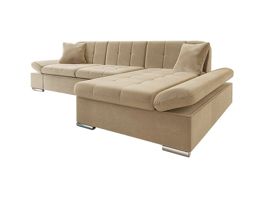 Sofá rinconero Comfivo 250, De color marrón claro, Función de descanso, Almacenaje, 278cm