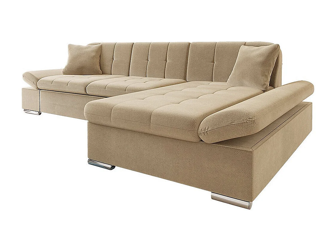 Canapé d'angle Comfivo 250, Brun clair, Fonction de couchage, Boîte de literie, 278x161cm