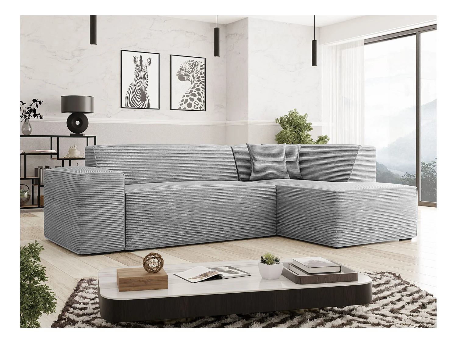 Canapé d'angle Comfivo 289, Gris, 267x205x73cm