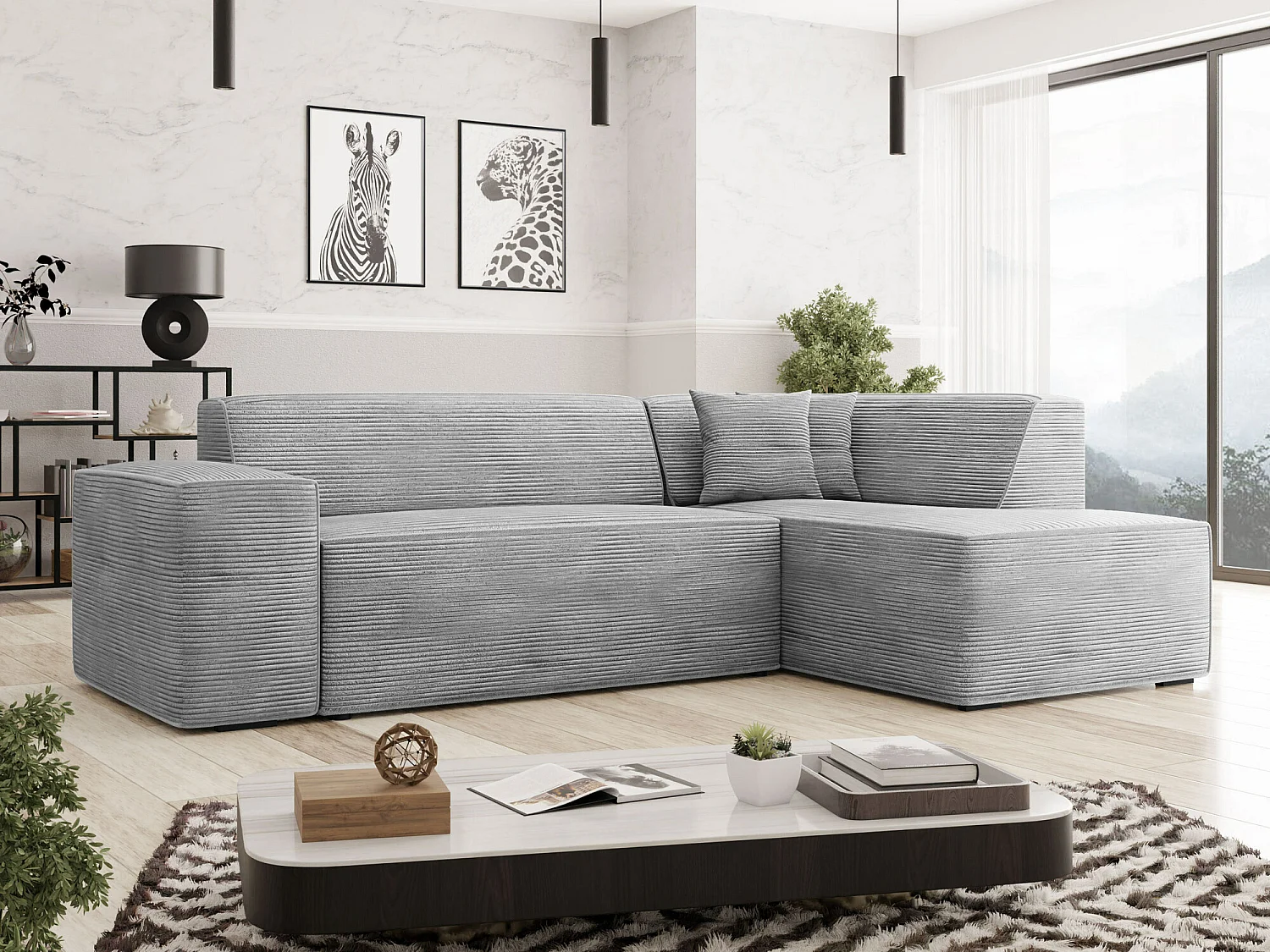 Sofá rinconero Comfivo 289, Gris, 267x205x73cm