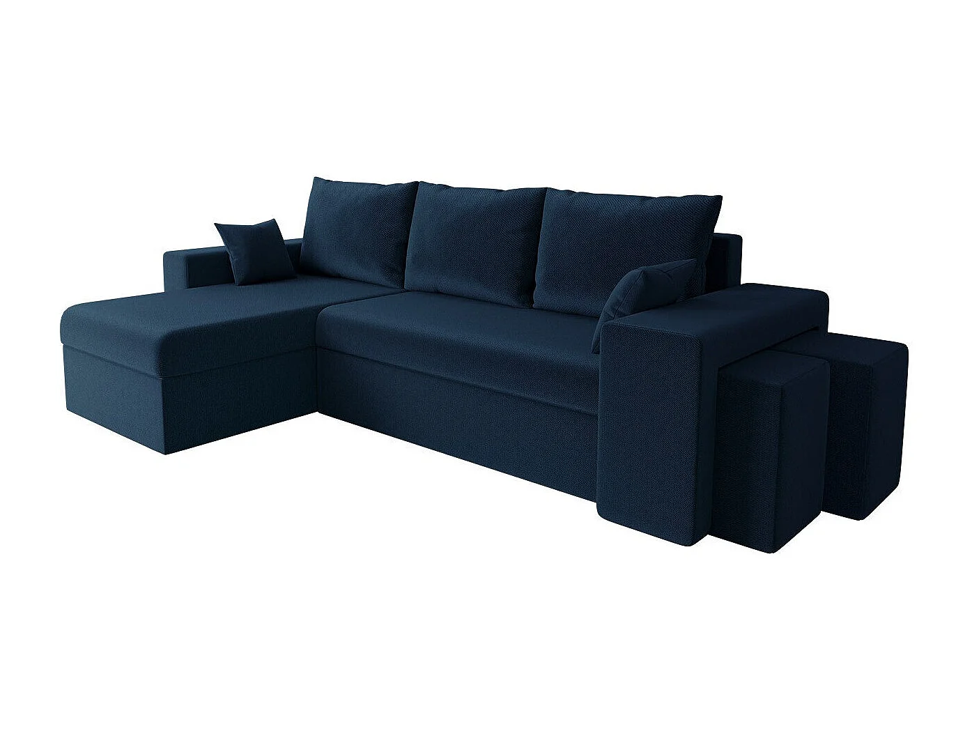 Sofá rinconero Memphis 129, Azul, Función de descanso, Almacenaje, 256x139x80cm