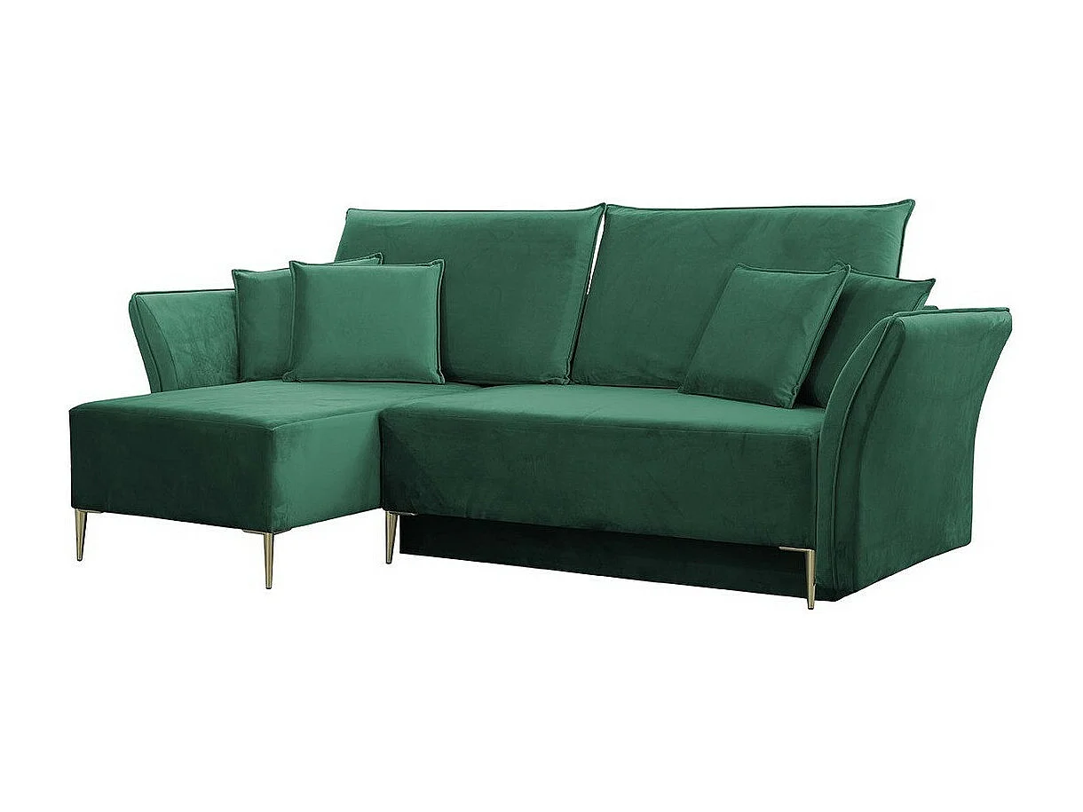 Canapé d'angle Providence 146, Vert, Fonction de couchage, Boîte de literie, 247x142x96cm