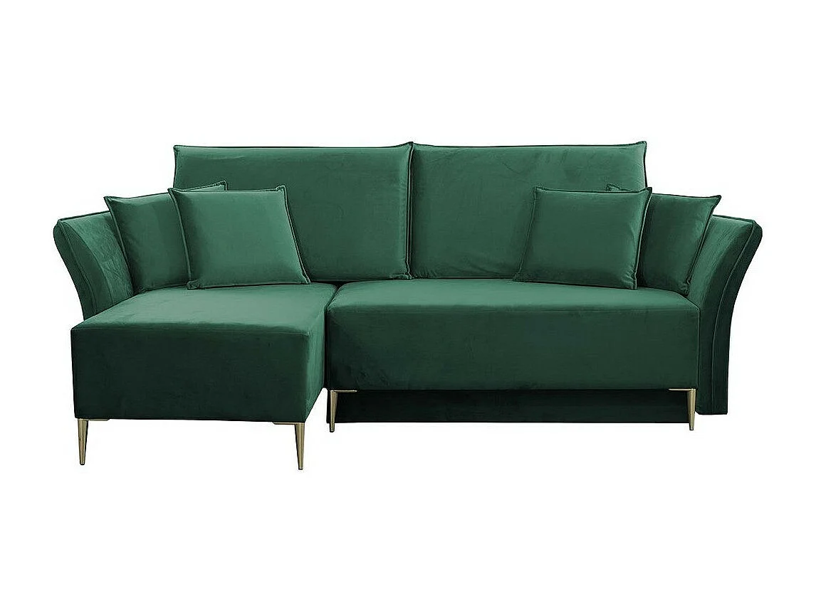 Canapé d'angle Providence 146, Vert, Fonction de couchage, Boîte de literie, 247x142x96cm