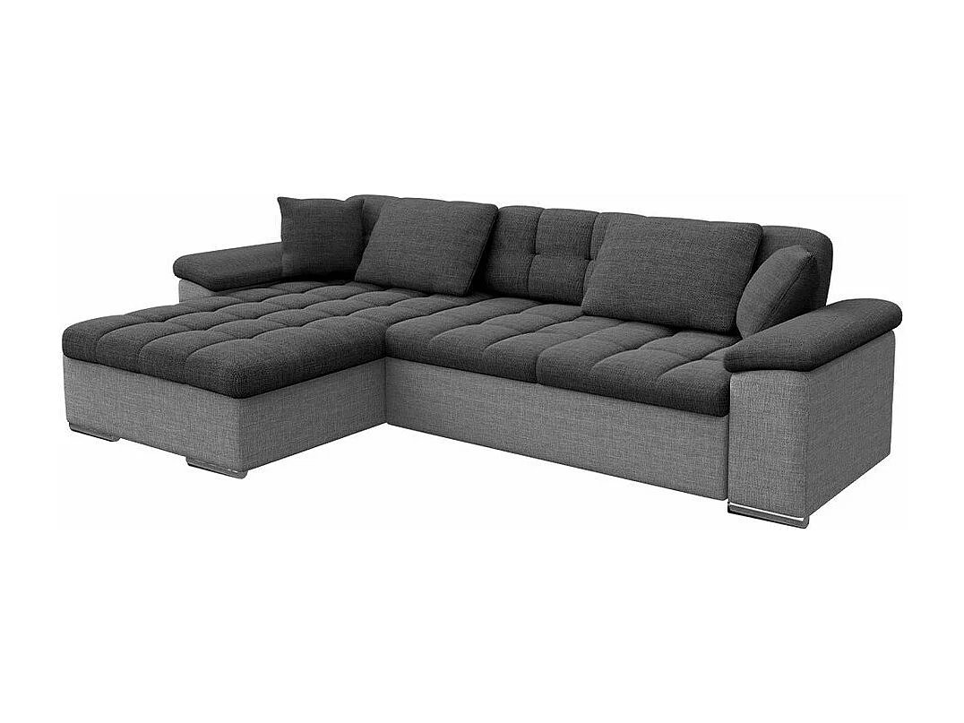 Sofá rinconero Comfivo 129, Gris, Función de descanso, Almacenaje, 277x158x76cm