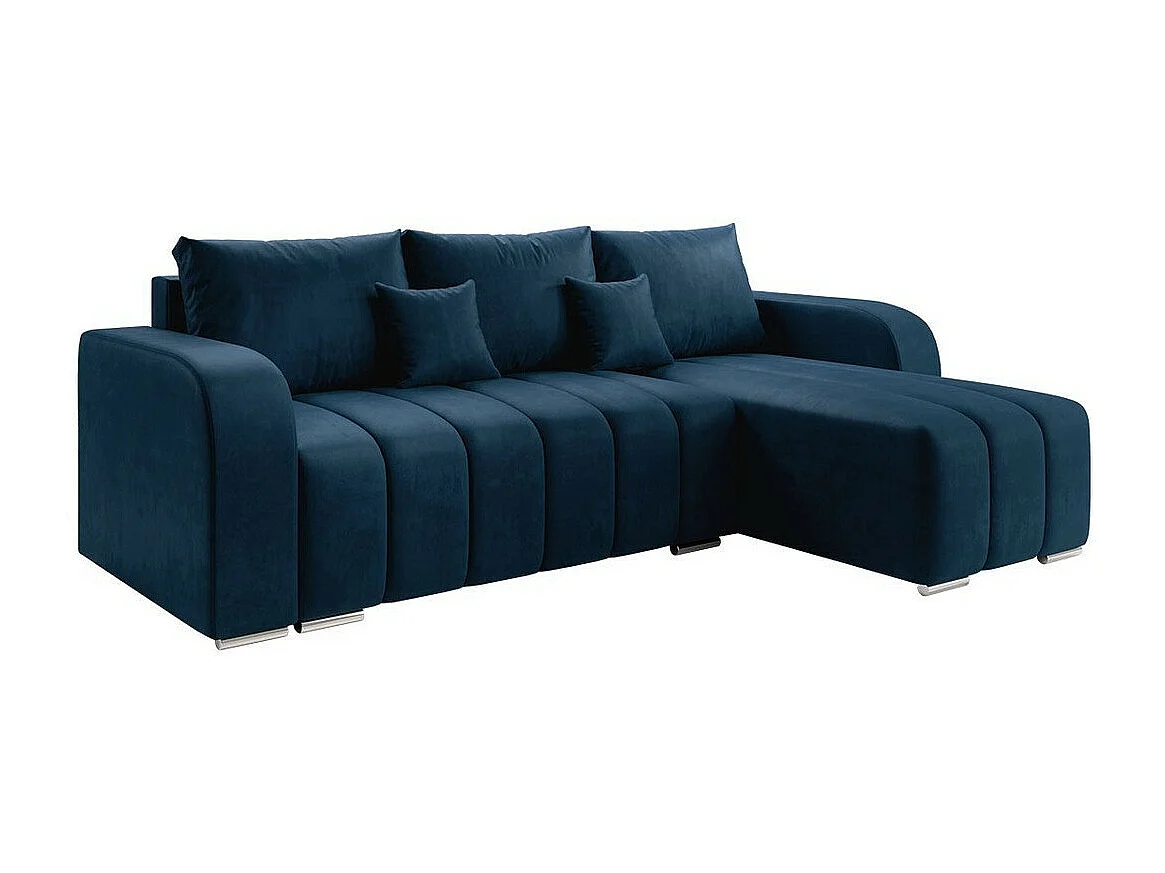 Divano angolare Muncie 107, Blu, Con, 244x147x86cm