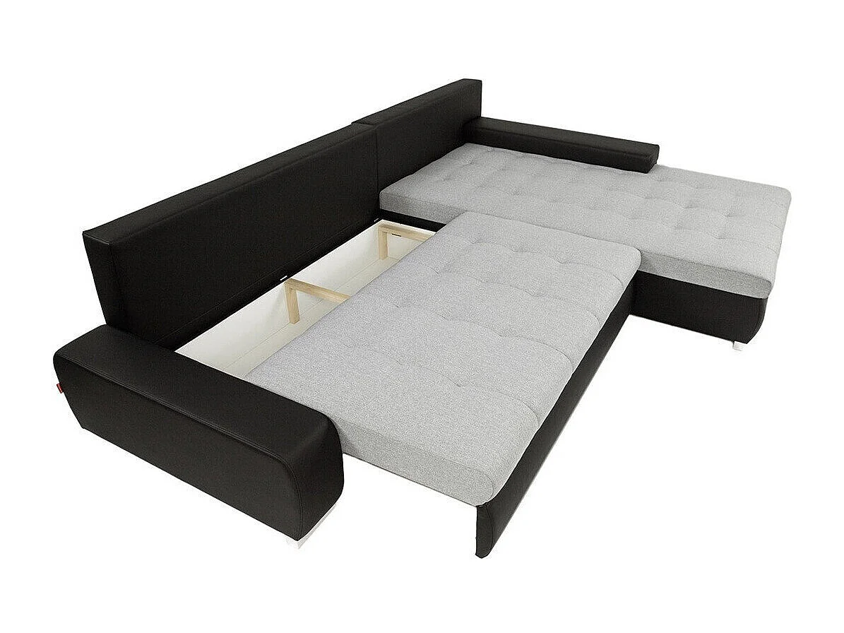 Sofá rinconero Comfivo Nitor II, Gris oscuro, Función de descanso, Almacenaje, 302x213cm