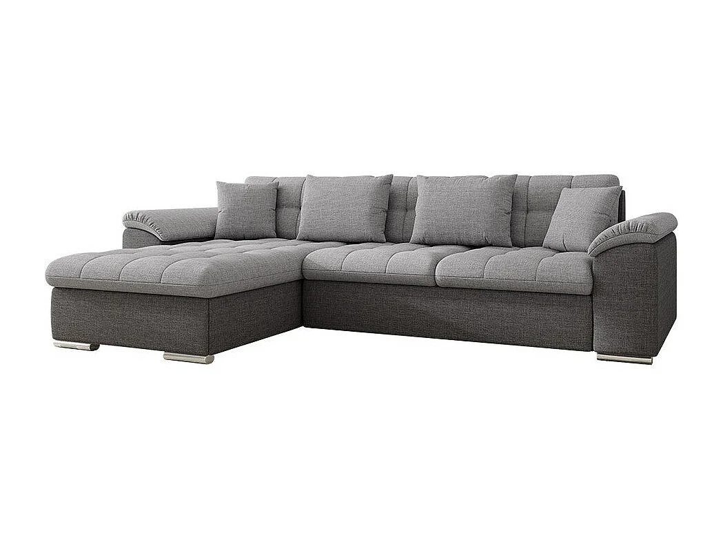 Sofá rinconero Comfivo 129, Gris, Función de descanso, Almacenaje, 277x158x76cm