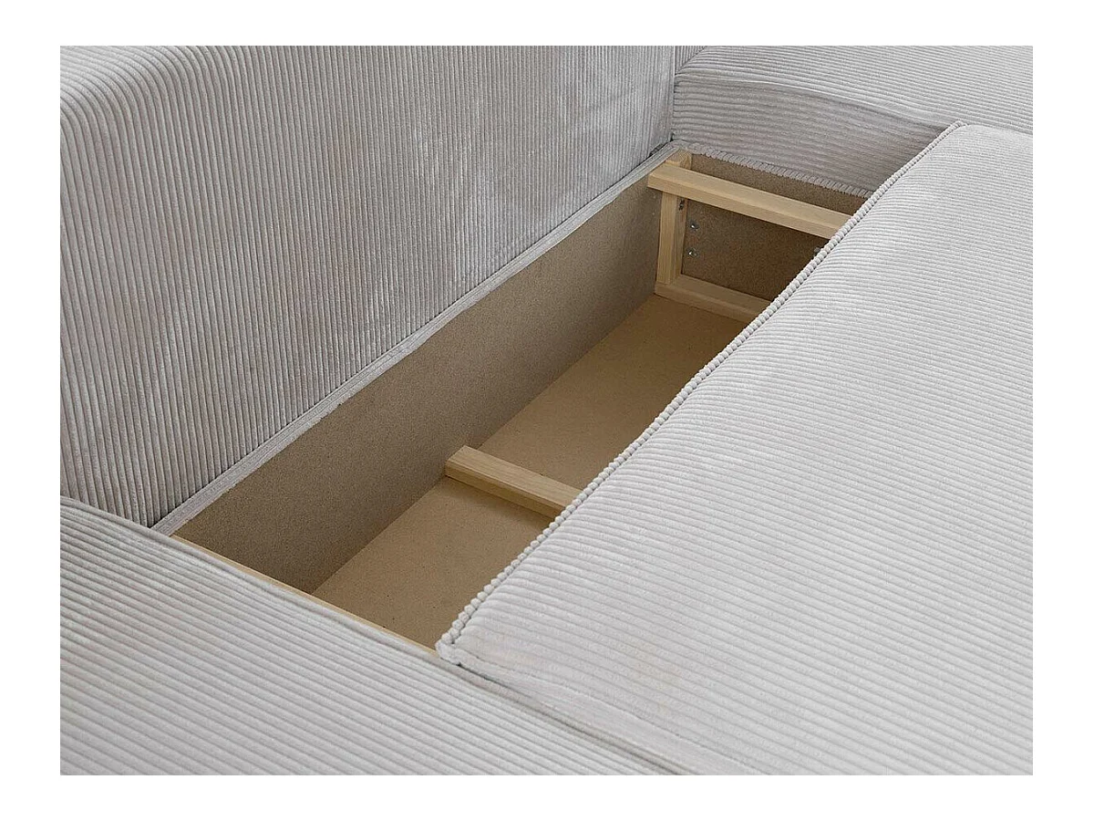 Canapé d'angle Clovis 108, Bleu, Fonction de couchage, Boîte de literie, 279x174x94cm