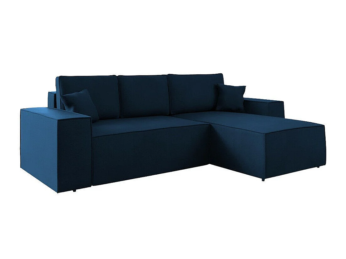 Canapé d'angle convertible 3 places en tissu bleu CLOVIS