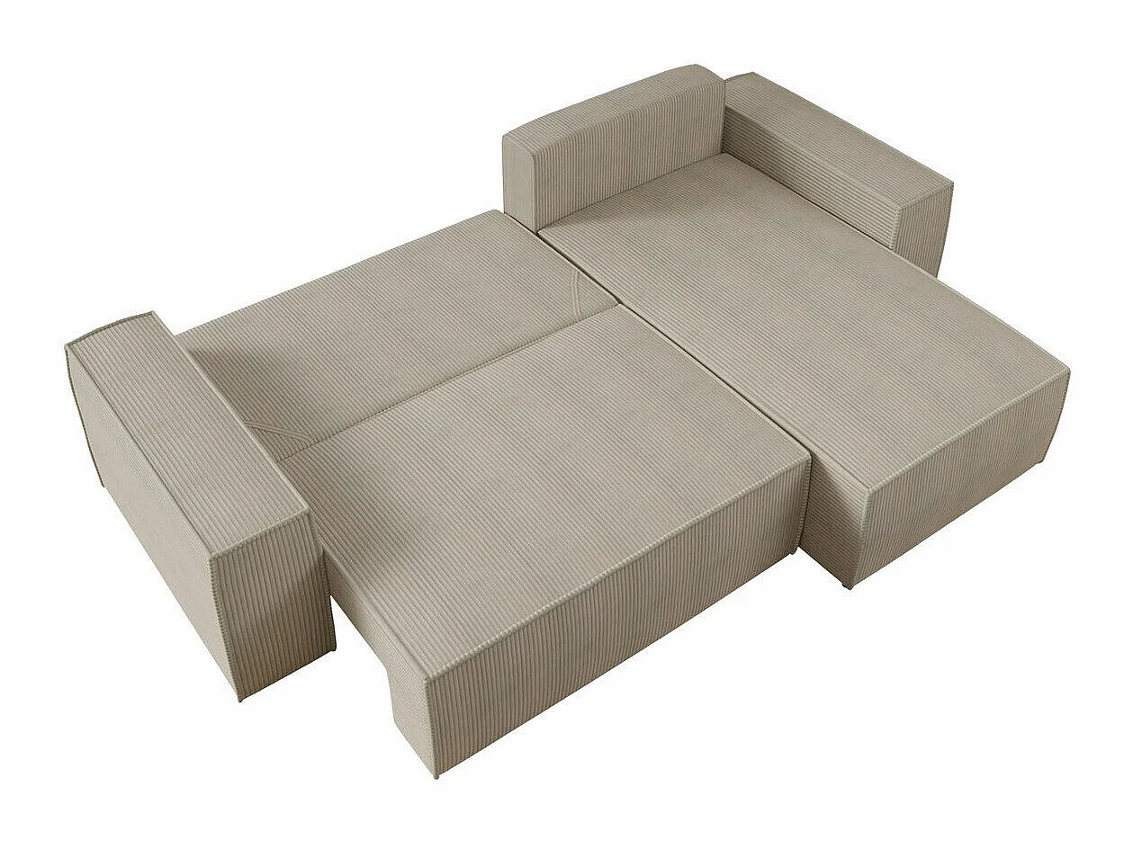 Canapé d'angle convertible 3 places en tissu bleu CLOVIS