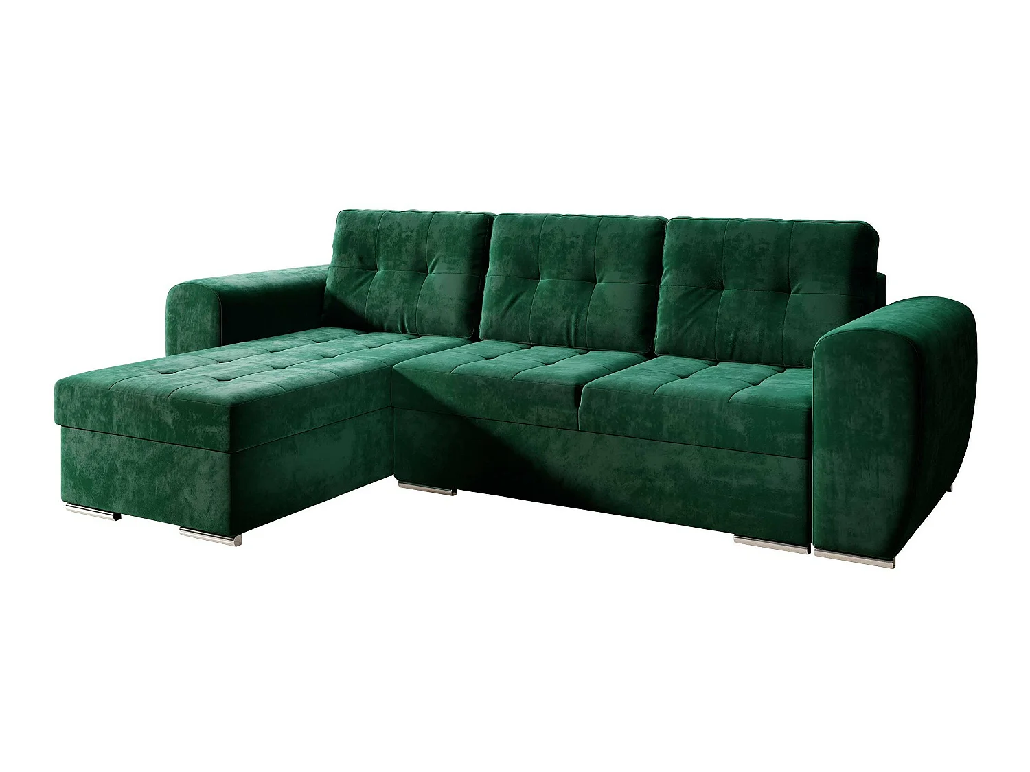 Canapé d'angle convertible 3 places en tissu vert MUNCIE