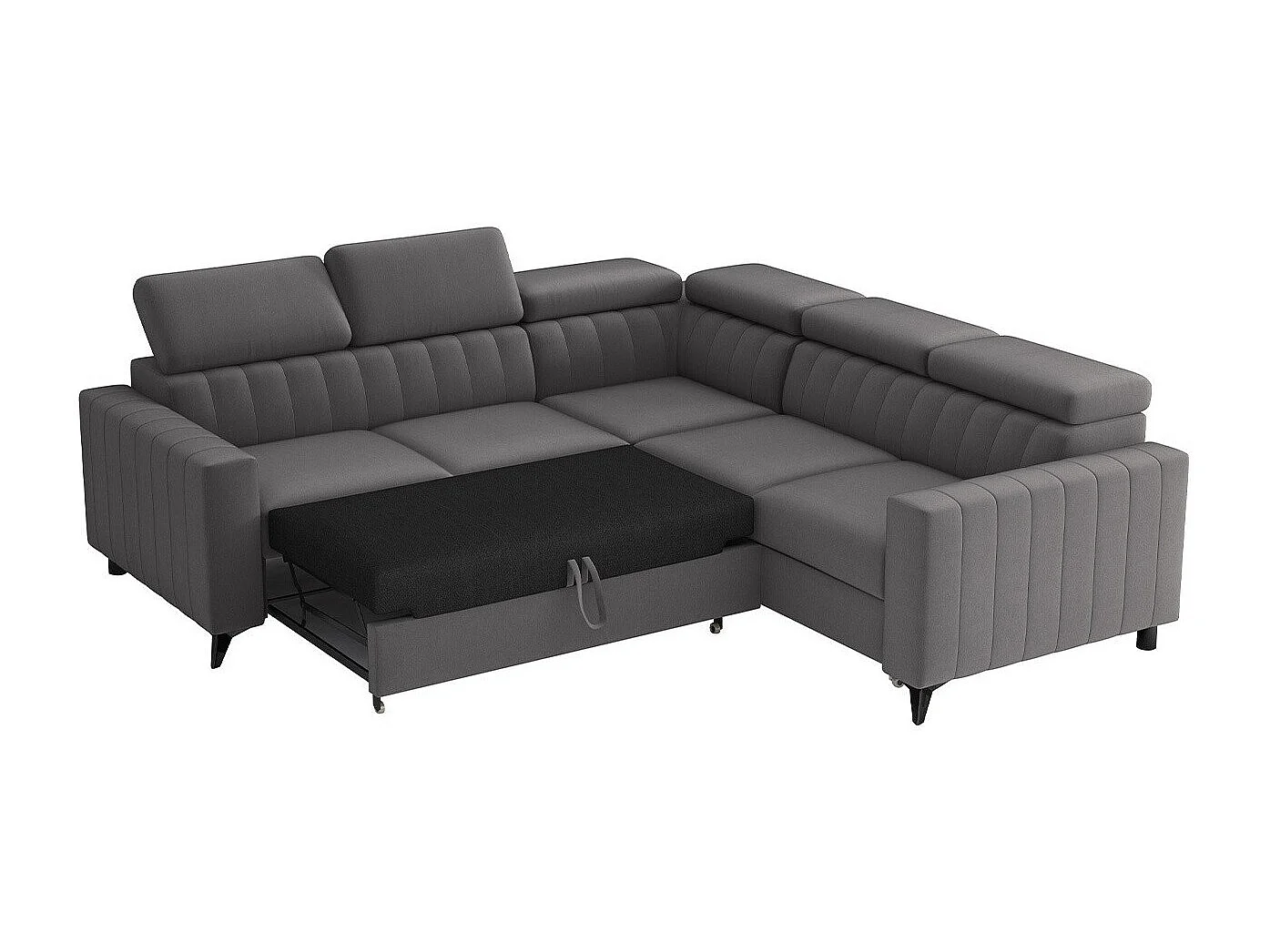 Sofá rinconero Columbus 201, Gris, Función de descanso, Almacenaje, 247x247x80cm