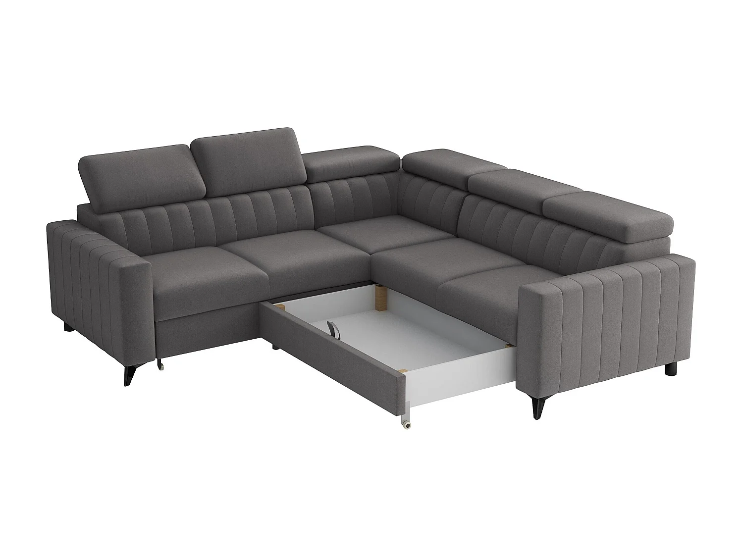 Canapé d'angle convertible 3 places en tissu gris COLUMBUS 247x247x80 cm