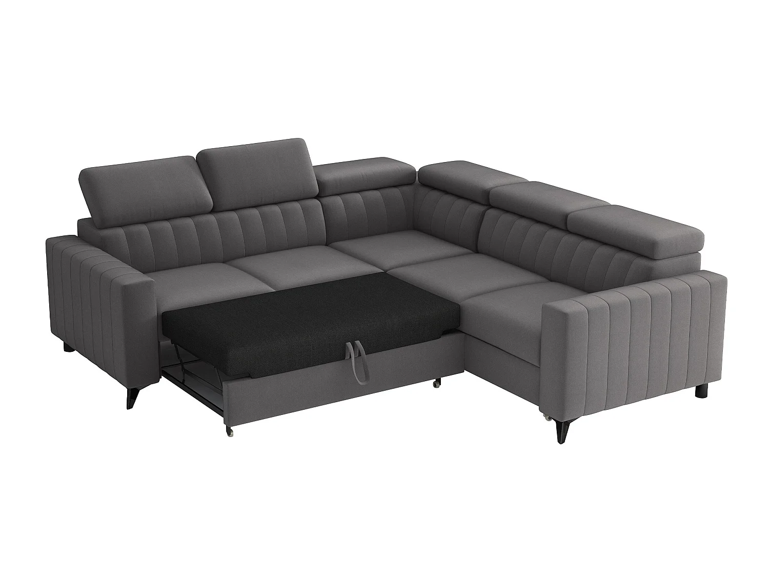 Canapé d'angle convertible 3 places en tissu gris COLUMBUS 247x247x80 cm