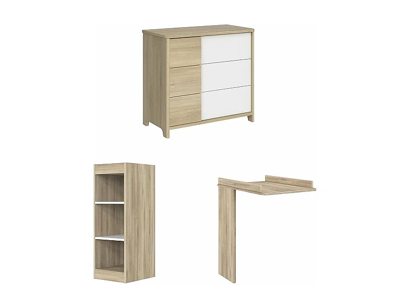 Wickelkommode mit kleinem Eichenbücherschrank Sacha - Französische Herstellung