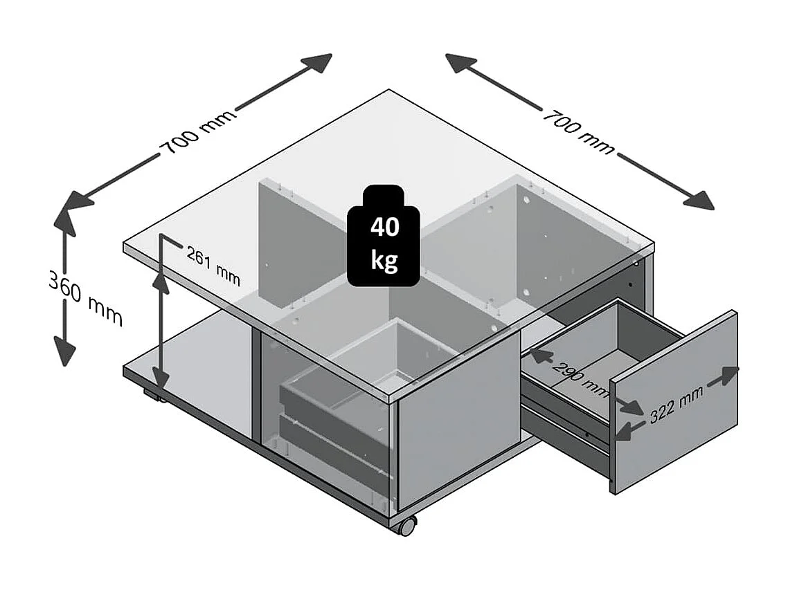 Tavolino da Salotto con Ruote 70x70x36 cm Rovere e Bianco Lucido