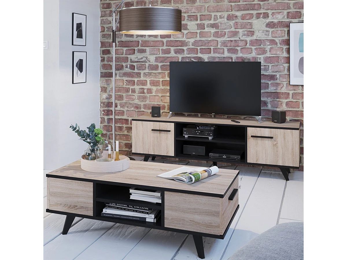 Salontafel 2 laden en 2 vakken L106,6 cm - Wayne