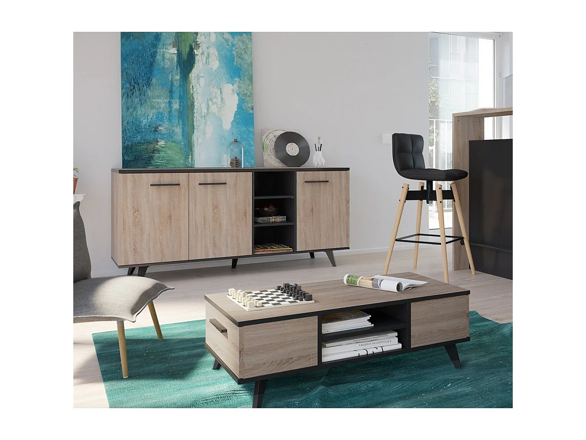 Salontafel 2 laden en 2 vakken L106,6 cm - Wayne