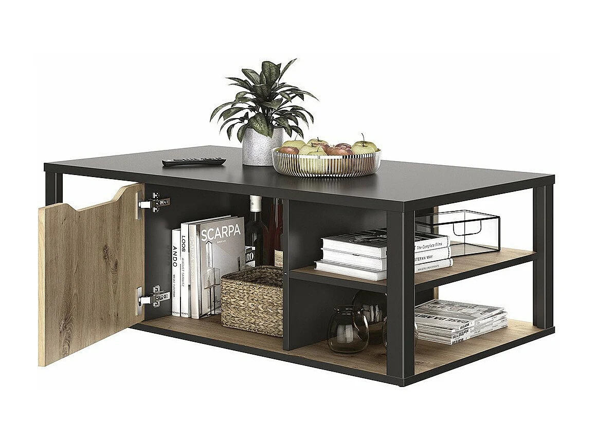 Table basse BUXTON avec rangement central - Fabrication Française